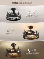 Black Chandelier Fan with，Farmhouse Rustic Ceiling Fan with Light and Remote, Adjustable Height, Rustic Chandeliers for Living Room, Bedroom, Hallway, Entryway Kitchen Lighting