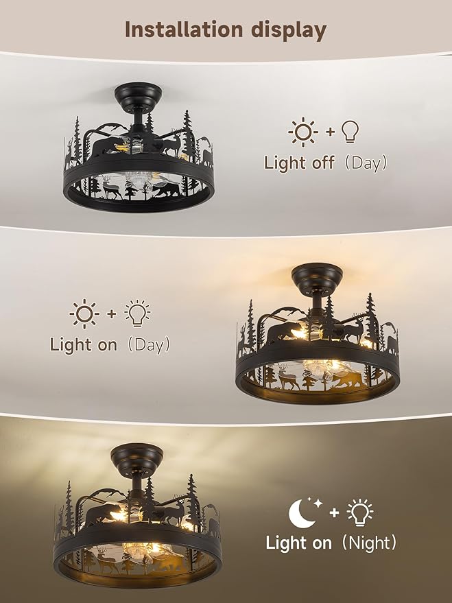 Black Chandelier Fan with，Farmhouse Rustic Ceiling Fan with Light and Remote, Adjustable Height, Rustic Chandeliers for Living Room, Bedroom, Hallway, Entryway Kitchen Lighting