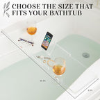 40" Supreme Plus- Luxury Bathtub Tray Caddy- 3/8" Thick, Clear Bath Tub Tray Table for 1 or 2 Bathers, Acrylic Bathtub Caddy, iPad and 2 Wine Glass Holders (Supreme Plus, 40")