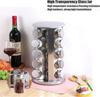 Spice Rack, Spice Rack Organizers for Countertop, Rotating Countertop Spice Rack, Revolving Spice Rack for Kitchen, Kitchen Gadgets, Organizer Rack with Spice Jars (Silver, RoundHead_20Jars)