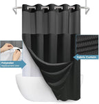 Black Long Shower Curtain with Liner - 230GSM Waffle Textured Heavy Duty Shower Curtains for Bathroom,71W x 86H
