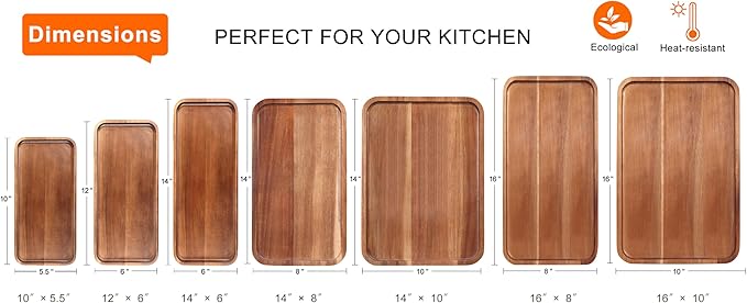 Small Wooden Platters Rectangle Mini Charcuterie Boards Acacia Wood Serving Trays Home Decor Cheese Board Cake Appetizer Plates Kitchen Charcuterie Platter for Food Dish Rectangular Dessert Snack Tray