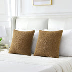 FUTEI Khaki Throw Pillow Covers 16x16 Inch Set of 2,Furry Faux Fur Teddy Boucle Textured Cushion Covers,Soft Fluffy Decorative Pillow Case,Home Decor for Couch Bed Living Room Office Car