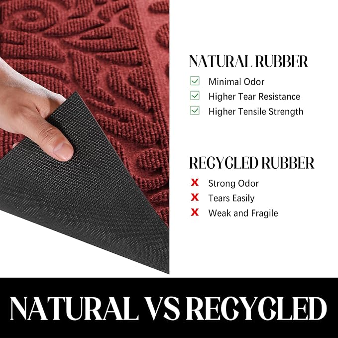 Yimobra Large Welcome Mat 60x36, Waterproof Non-Slip Outdoor Mats for Front Door Outside Entrance, Low-Profile Entryway Mat Indoor for Garage Patio, Wine Red