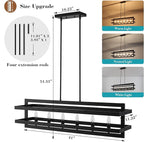 Black Chandeliers Rectangle Pendant Lights Kitchen Island Farmhouse Fixture Lights Cage 6-Lights Modern for Dining Room Living Room
