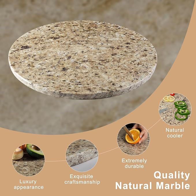 Koville Golden Brown Marble Cutting Board for Kitchen Countertop, 16" Large Marble Serving Tray for Baking, Charcuterie, Pastry, Trivet, Stone Cutting Boards Granite Cheese Board for Kitchen