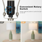 24.5″ Ceramic Table Lamps Set of 2, Modern Farmhouse Bedside Lamps for Bedroom Nightstand, Small Light Green Lamp for Living Room End Table (2 LED Bulbs Included)