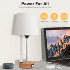 Bedside Lamps for bedrooms Set of 2 - Nightstand Bedroom Lamp with USB C Port and AC Outlet Charging, 3 Way Dimmable Touch Control Small Bed Side Table Lamp, Nightstand Light for Kids