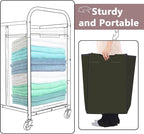 Bonuci 5 Pcs Laundry Sorter Replacement Bags Hamper Cart Removable Replacement Laundry Storage Organizer Bag Hamper Liner, No Hooks 14.76 x 8.66 x 21.65 Inch (Brown,Gray,Beige,Black,Green)