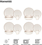 Eur-Nordic Shape Raising Rim 20pc Dinnerware Set, Shiny Glaze Peach with Speckle Effect