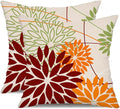 Red Orange Fall Pillow Cover 18X18 Inch Set of 2 Outdoor Waterproof Floral Orange Decorative Pillowcase Decor for Couch Patio Funiture Garden Print Polyester Cushion Cover 01N18