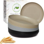12PCS Unbreakable Dinner Plates, Dishwasher & Microwave Safe Plastic Plates Reusable, Lightweight Wheat Straw Plates for Kitchen (Simplicity, 9 In.)