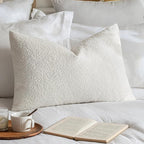MIULEE Textured Boucle Throw Pillow Cover White Accent Solid Lumbar Christmas Pillow Case Decorative Soft Pack of 1 Couch Cushion Chair Sofa Bedroom Livingroom Home Decor,24x16 Inch