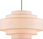 Modern 26" Large Drum Chandelier 6-Lights Vintage Modern Chandelier Light Fixture with Linen Shade Retro Farmhouse Drum Chandeliers for Dining Room, Kitchen Island, Living Room, Bedroom