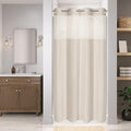 Stall No Hooks Needed Linen Textured Shower Curtain with Snap-in Fabric Liner Set,Hotel Luxury Decor Shower Curtains for Bathroom,Waterproof & Washable,60Wx74H,Cream