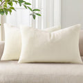 Pallene Faux Fur Plush Lumbar Throw Pillow Covers 12x20 Set of 2, Soft Fluffy Couch Pillow Covers for Living Room, Cream White