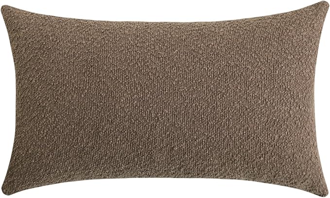 Jeneoo Light Brown Decorative Lumbar Thick Throw Pillow Covers Fine Textured Boucle Couch Cushion Case for Sofa Decor, Set of 1, 14 x 36 Inch