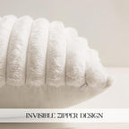 MOSAYT Faux Fur Throw Pillow Covers 20x20, Set of 2, Plush Velvet Soft Pillow Case,Fluffy Striped Decorative Couch Pillow Covers for Sofa, Bedroom, Living Room(White)