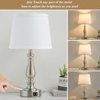 Table Lamps for Bedrooms Set of 2 - Touch Bedside Lamps with USB C+A Ports, 3 Way Dimmable White Nightstand Lamps for End Tables, Farmhouse Night Stand Lamps for Living Room Bed Side Guest Room