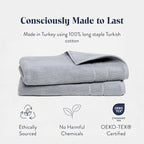 Brooklinen Super-Plush Turkish Cotton Hand Towels Set of 2 Cotton, 820 GSM, Highly Absorbent, Machine Washable, Perfect for Home & Bathroom (20"x30", Smoke Gray)