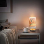 Table Lamp Hummingbird Floral Flower Nightstand Lamp with Wood Base Fabric Lamp Shade Bedside Desk Lamp for Living Room Bedroom Kids Room Office