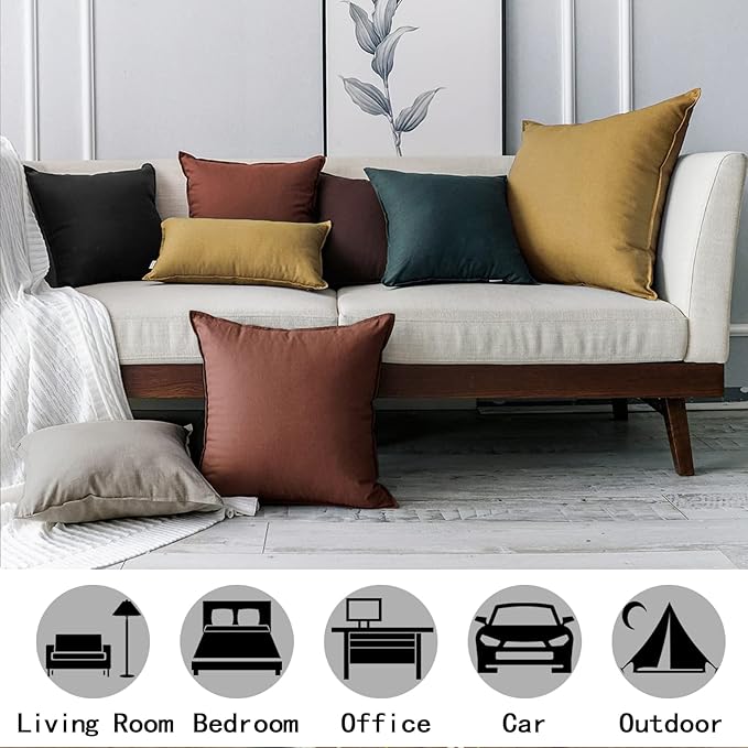 Jeanerlor Decorative Cotton Linen Couch 26"x26" Throw Pillow Case for Sofa Durable Classy, Comfortable Cushion Cover (65 x 65cm), Black