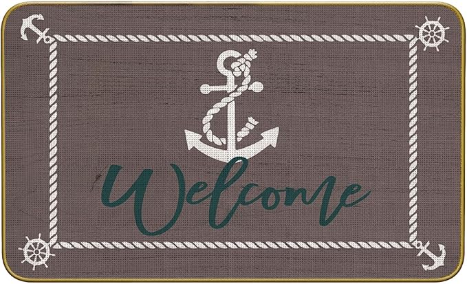 Mingnei Nautical Rug, Brown Boat Welcome Mat for Home Boats Entrance, Indoor Outdoor 30 x 17 Rug
