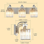Modern Bathroom Vanity Light, 3-Light Nickel Bathroom Lighting Fixtures Over Mirror, 20.5" Crystal Wall Light Sconce for Bathroom/Bedroom/Vanity, Includes LED Bulbs, Easy Installation