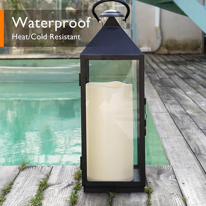 Homemory 6" x 12" Extra Large Outdoor Waterproof Candle with Auto 6-Hour Timer, Ivory Plastic Made, Long Last for Half A Year, Set of 2
