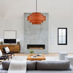 Farmhouse 26" Large Drum Wooden Chandelier Vintage 6-Lights Chandelier with Wooden Finish Linen Shade Retro Drum Chandeliers for Dining Room, Kitchen Island, Living Room, Bedroom