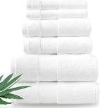 Ultra Soft & Plush Viscose from Bamboo Bath Towels - 700 GSM Luxury Bath Towels - 6 Piece Set - Super Absorbent & Quick Drying (White)