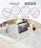 Acrylic Bathtub Tray Bathtub Tray Caddy Bath Tray Table for Tub Luxury Spa with Book and Wine Glass Holder Bathroom Accessories for Decorative Bathtubs, Transparent 31.5inch
