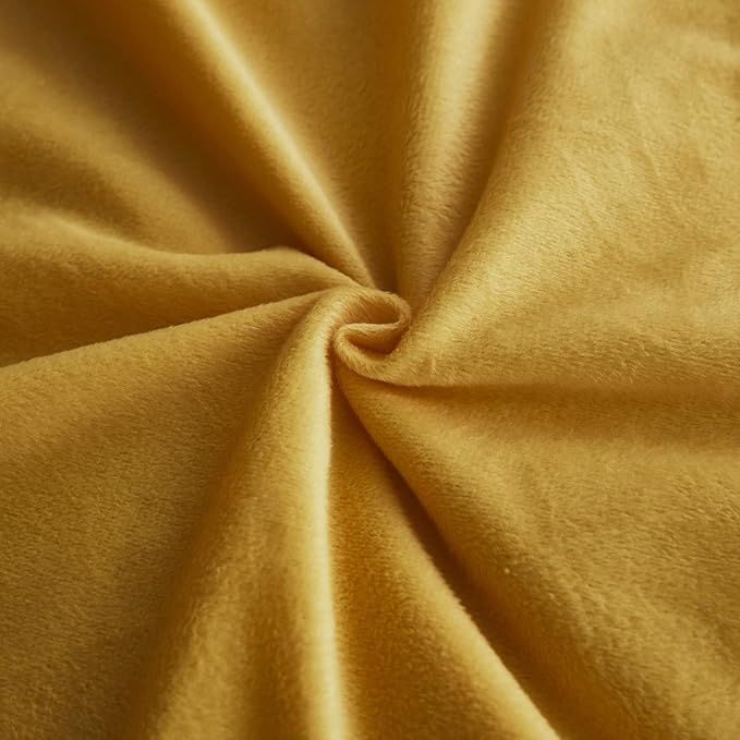 WERDIM Shaggy Fluffy Faux Fur Pillowcases 2 Pack Button Closure Velvet Pillow Shams King Size (Yellow, 20 X 36 Inches)