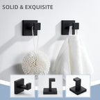 Angle Simple Matte Black Towel Hooks for Bathroom, SUS 304 Stainless Steel Square Wall Coat Hooks, 2 Pack