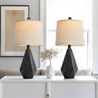 PoKat 20.25'' Table Lamps Set of 2, Bedside Lamp for nightstand, Small Farmhouse Lamps for Bedroom, Black Bedroom Lamps for Living Room, Nursery, Black, Suitable for Small Place