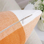 MIULEE Pack of 2 Fall Throw Pillow Covers Classic Farmhouse Buffalo Check Plaids Linen Soft Solid Orange and White Decorative Home Decor Cushion Case for Sofa Bedroom 22 x 22 Inch 55 x 55 cm