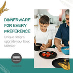 Teivio 16-Piece Kitchen Plastic Wheat Straw Dinnerware Set, Service for 4, Dinner Plates, Dessert Plate, Cereal Bowls, Cups, Unbreakable Plastic Outdoor Camping Dishes, Coastal Multicolor