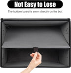 Large 17" 42 Quarts Collapsible Stackable Storage Bins with Lids [3-Pack] Foldable Fabric Linen Storage Boxes Cube, Closet Organizer Baskets with Label for Home (16.7 x 12 x 12", Black & Gray)