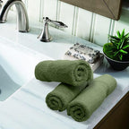 Luxury Hotel & Spa Collection, 100% Turkish Cotton 700 GSM Cloth, for Body wash, Makeup Remover & Facial Cleaning, Baby, face, Dobby Border Soft washcloths Towel Set 13" X 13", Moss, Set of 12