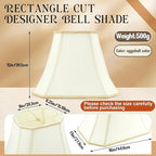 Set of 2 Medium Bell Lamp Shade 6.25" x 8" Top 11" x 16" Bottom 12" High (Spider) Rectangle Cut Square Replacement Vintage Silk Lampshade for Table Floor Living Room Bedroom (Eggshell)