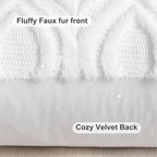 decorUhome Fall Throw Pillow Covers 16x16 Inch Set of 2, Soft Plush Decorative Faux Fur White Solid Couch Pillow Covers, Accent Farmhouse Neutral Square Euro Pillow Cases for Sofa Bed Living Room