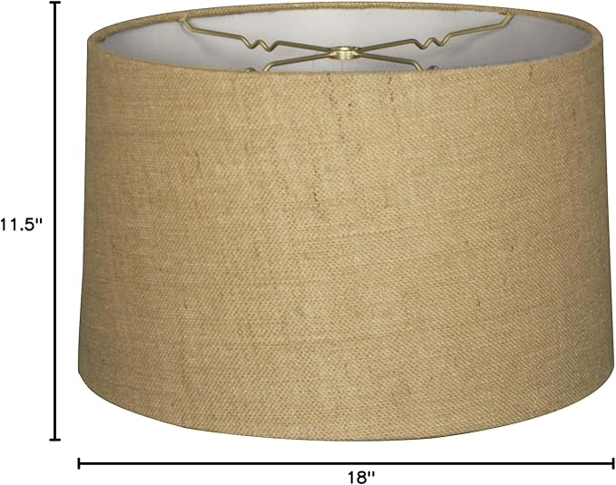 Royal Designs, Inc. HB-610-18BL Shallow Drum Hardback Lamp Shade, 17 x 18 x 11.5, Burlap