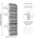 2 Pack Over The Door Storage Organizer with 5 Pockets 10 Mesh Side Pockets, 44 lbs Weight Capacity Door Hanging Organizers and Storage for Bedroom,Bathroom,Nursery,Pantry,Dorm(Light Gray)