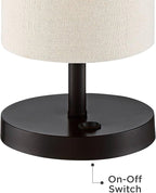 360 Lighting Heyburn 20" High Modern Accent Hotel Style Table Lamp with USB Charging Ports A+C and AC Power Outlet in Base Dark Bronze Oatmeal Cylinder Shade for Living Room Desk Bedroom House