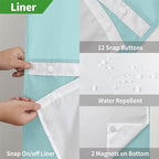 No Hooks Needed Linen Textured Shower Curtain with Snap-in Fabric Liner Set,Hotel Luxury Decor Waterproof Shower Curtains for Bathroom with Mesh Top Window,Washable,71Wx74H,Teal