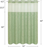 Boho Sage Woven Fabric Shower Curtain 72 x 80 Modern Farmhouse, No Hooks Tufted Chevron Striped Shabby Chic Textured, Minimalist Cloth Curtain for Bathroom, Hotel Decor
