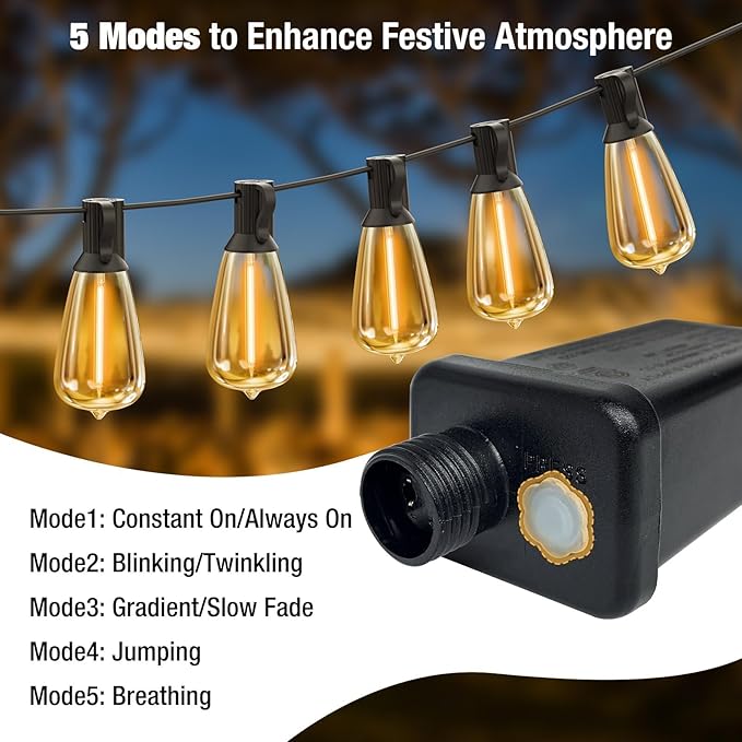 litogo 116FT Patio Lights Waterproof, Led Outdoor String Lights with Edison Bulbs Shatterproof, Soft White Hanging Outside Lights for Backyard Deck Party Garden Bistro Tent