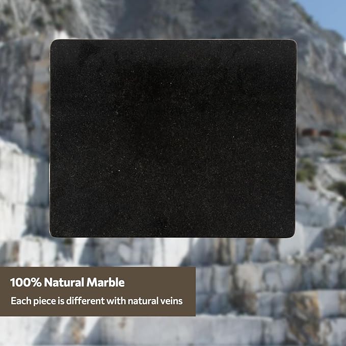 Natural Black Marble Cutting Board For Kitchen, 16 x 20 Inch Marble Slab Granite Cutting Board With Non-Slip Feet For Baking, Cheese, Chocolate, Black Granite