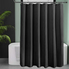 AmazerBath Black Shower Curtain Thick 240GSM, Fabric Shower Curtain with Waffle Weave, Bathroom Shower Curtains, Hotel Quality Heavy Duty, 72 x 72 Inches