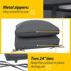 AAAAAcessories Outdoor Deep Seat Cushions, Waterproof, Fade-Resistant Patio Furniture Replacement Cushions, 25.5" x 25.5" x 5" + 25.5" x 13.5", Dark Gray